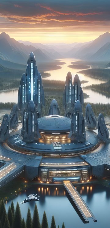 Futuristic spaceport - Wallpapers for Samsung in 360x740 resolution