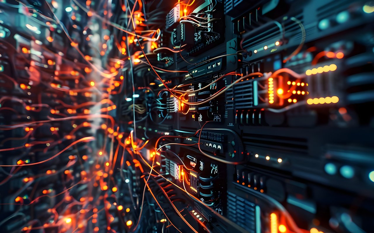 Network data center with glowing cables - WXGA_1280 wallpapers in 1280x800 resolution