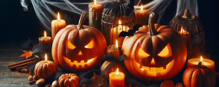 UltraWide 21:9 wallpapers (2560x1080): Halloween, candles, autumn, jack-o-lantern