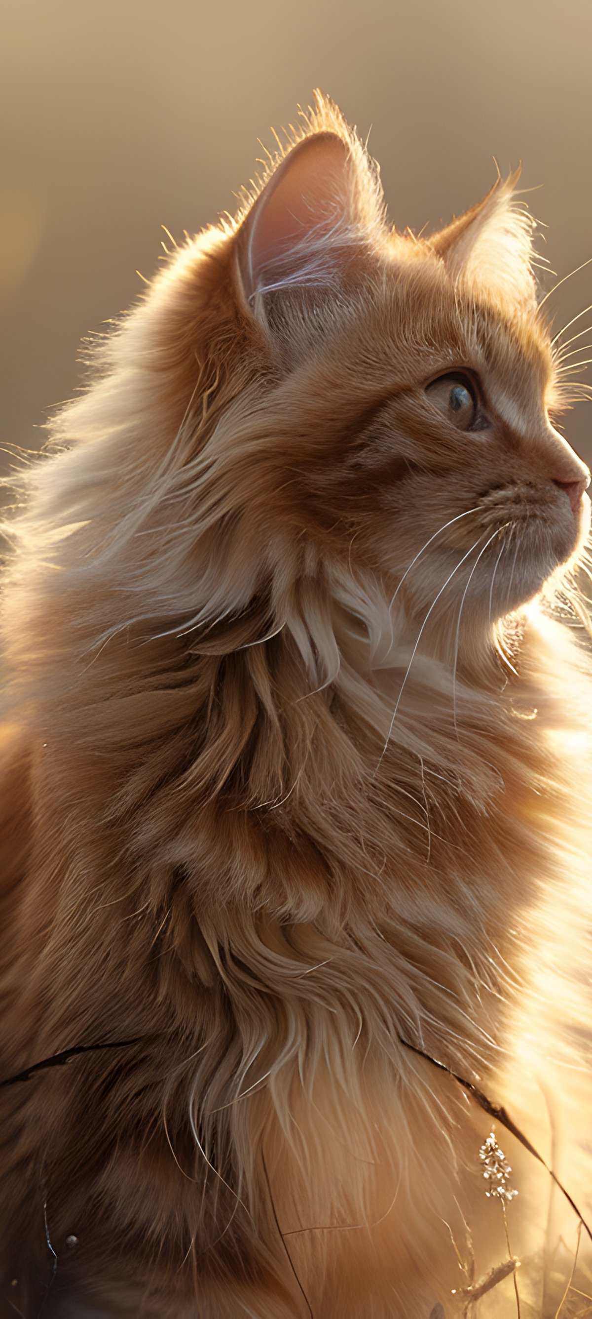 Fluffy ginger cat in a field - Wallpapers for Xiaomi 15 in 1200x2670 resolution