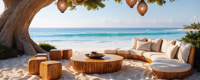Nature wallpapers: tropics, resort, trees, sofa