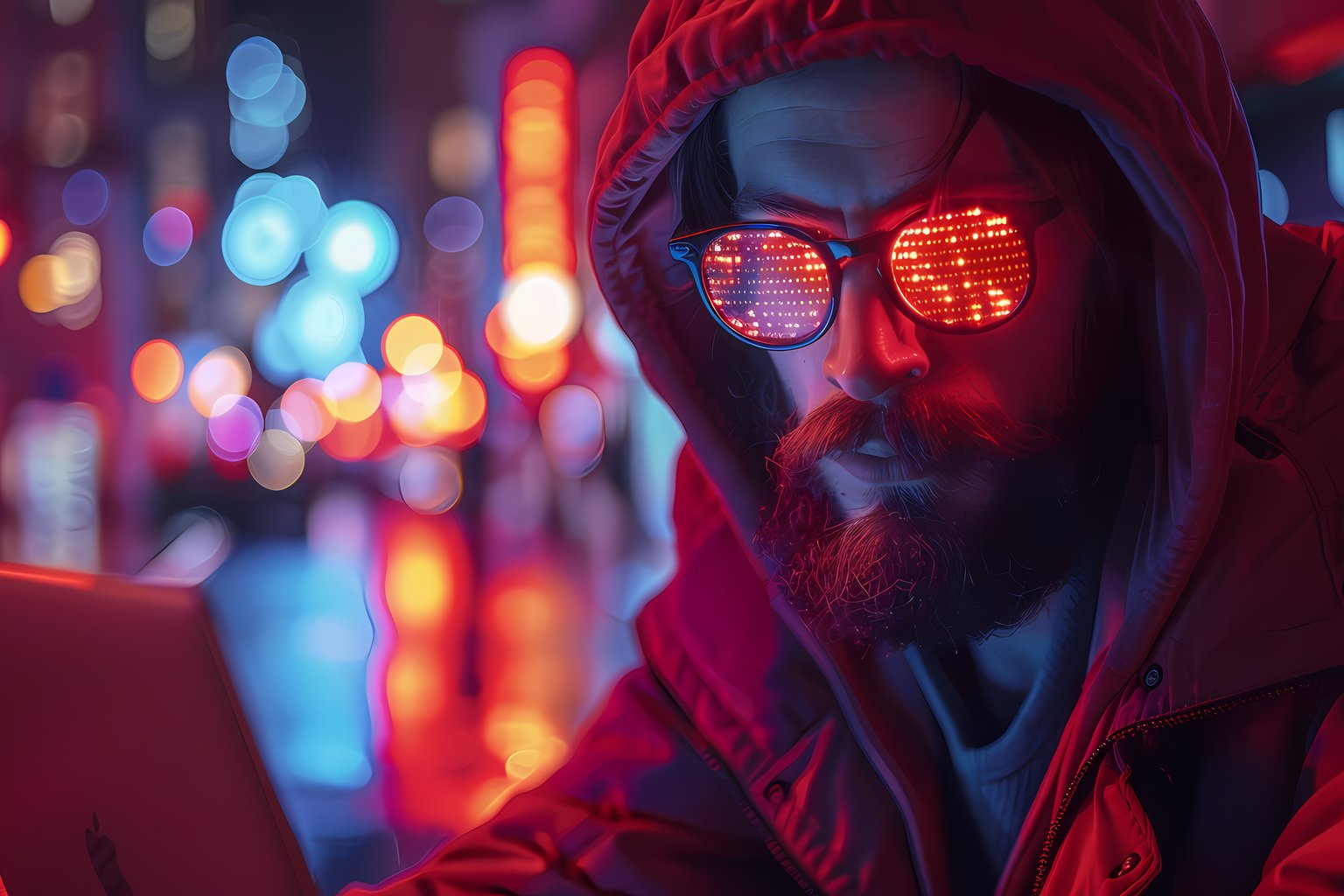 Hacker with glasses - Microsoft Surface 12.4″ wallpapers in 1536x1024 resolution