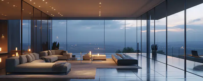 Interior design wallpapers: living room, minimalism, modern design, panorama