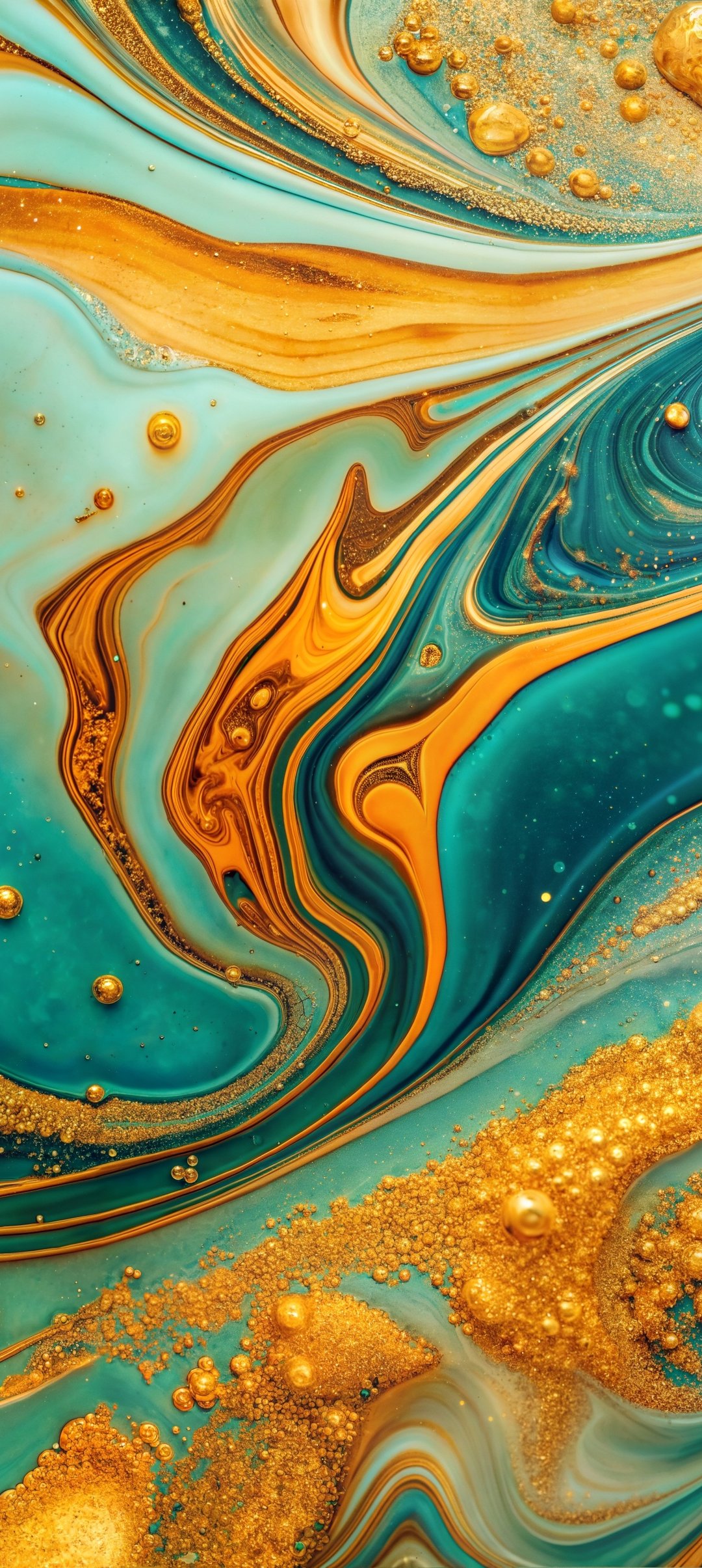 Бирюзовый мрамор с золотой крошкой - Обои для Samsung Galaxy A13/A14/A53, Realme 12 Pro 5G, POCO M5 в разрешении 1080x2408