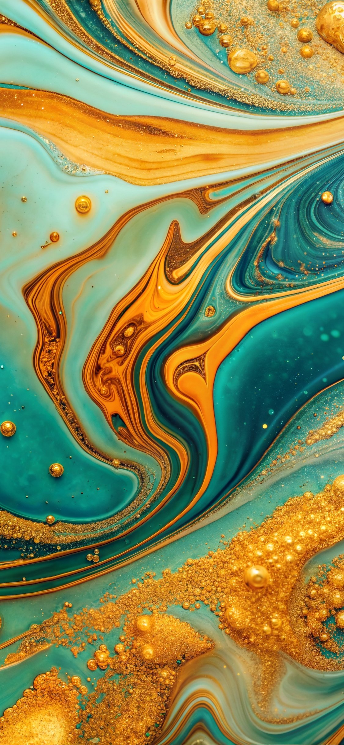 Turquoise marble with gold chips - Wallpapers for iPhone X/XS/11 Pro in 1125x2436 resolution