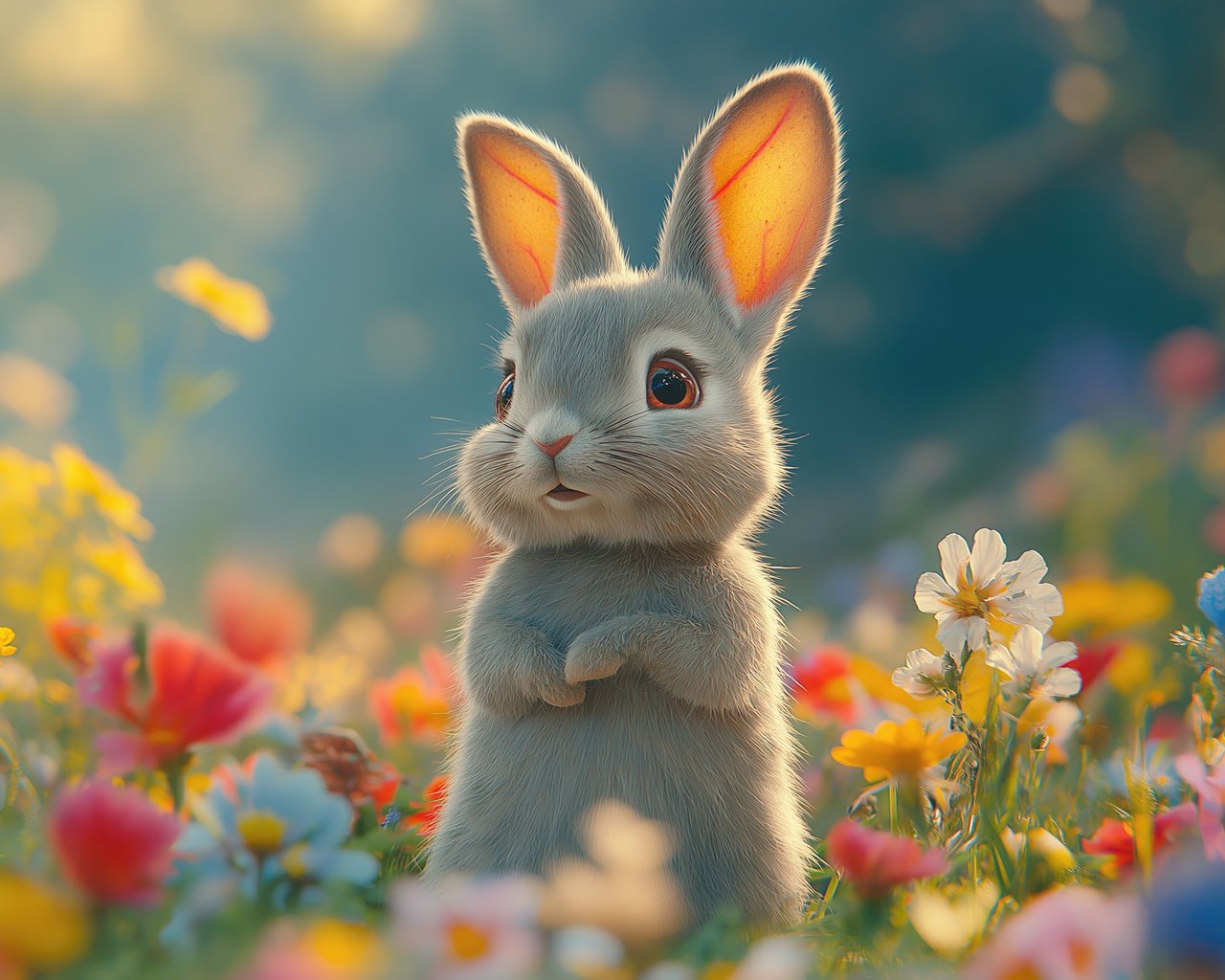 Cute bunny on his hind legs - SXGA wallpapers in 1280x1024 resolution