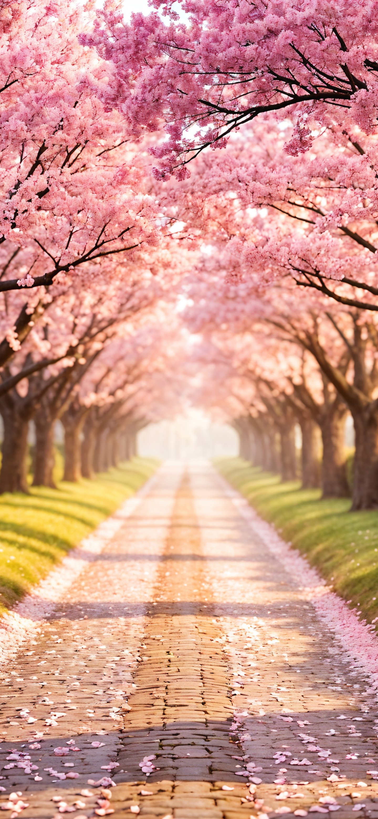 Cherry blossom trees lining a walkway - Wallpapers for Samsung Galaxy S24/S24 Ultra/S25 Ultra/S25+/S26 Ultra in 1440x3120 resolution