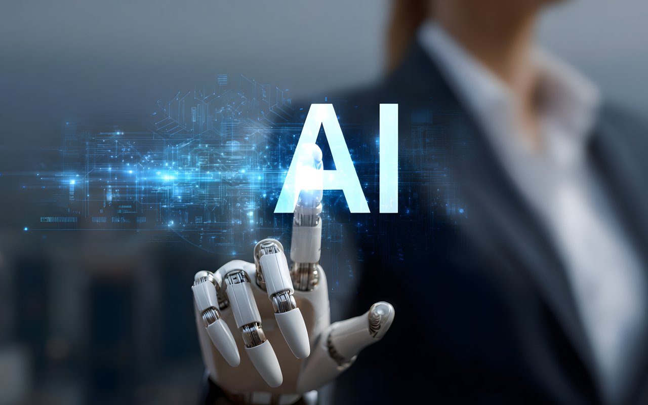 Robot hand interacting with AI interface - WXGA_1280 wallpapers in 1280x800 resolution