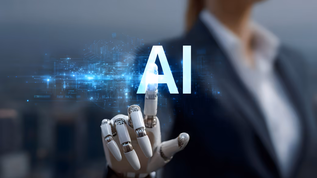 Robot hand interacting with AI interface - Wallpapers for iPhone 12 Pro/13 Pro/14 in 1170x2532 resolution