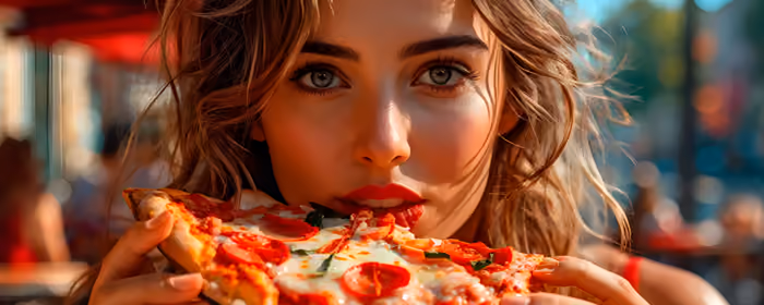 UltraWide 21:9 Restaurant wallpapers (3440x1440): girl, pizza, pepperoni, restaurant