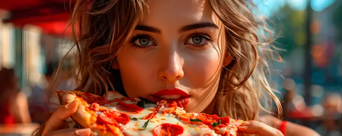 5K2K UltraWide 21:9 basil wallpapers (5120x2160): girl, pizza, pepperoni, restaurant