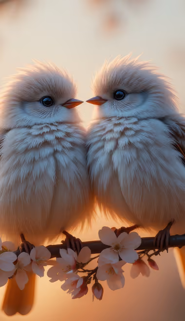 Animals wallpapers: bird, sakura, morning, romance