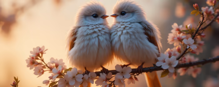 Dual Monitor Wallpapers Feathers (7680x2160): bird, sakura, morning, romance