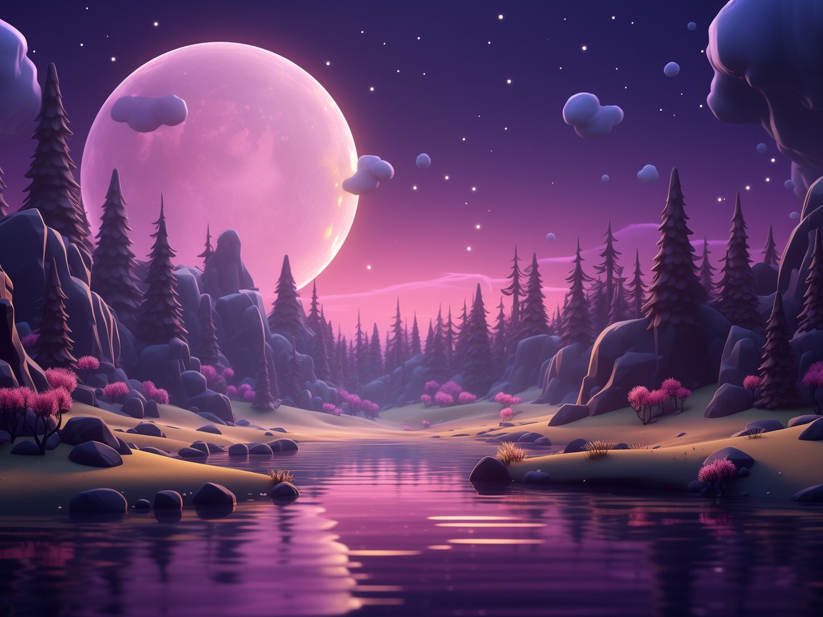 Fantasy forest with a pink moon - XGA+ wallpapers in 1152x864 resolution