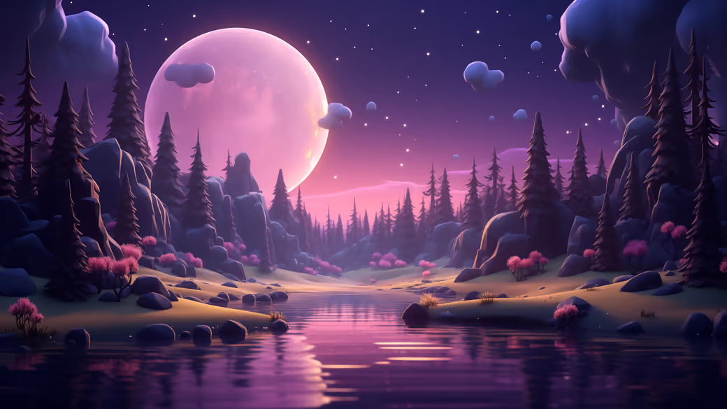 Fantasy forest with a pink moon - Wallpapers for Samsung, HTC, Sony in 540x960 resolution