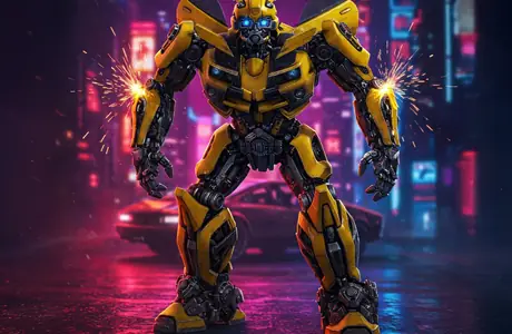 Fantasy wallpapers: Bumblebee, Transformers, robot, neon