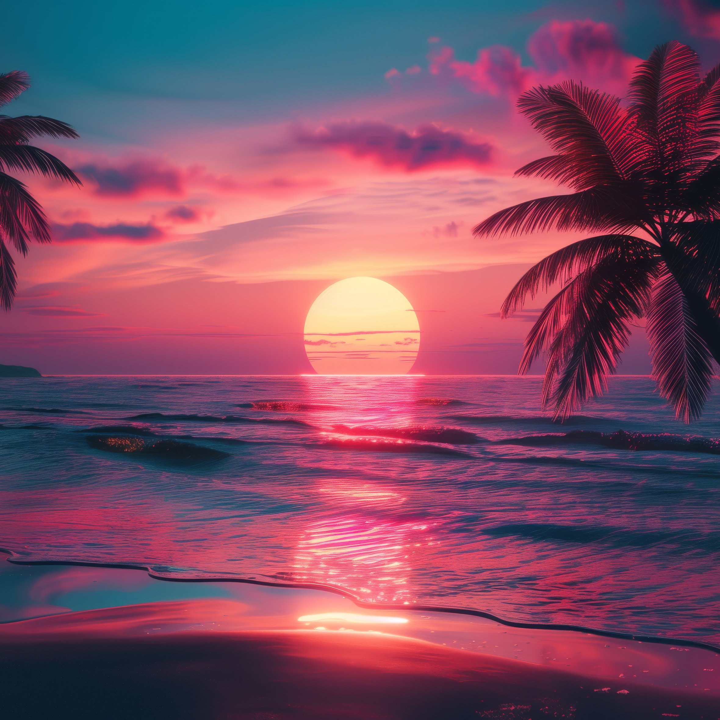 Tropical palm trees at vibrant sunset - Wallpapers for iPad Air 10.9″ in 2360x2360 resolution