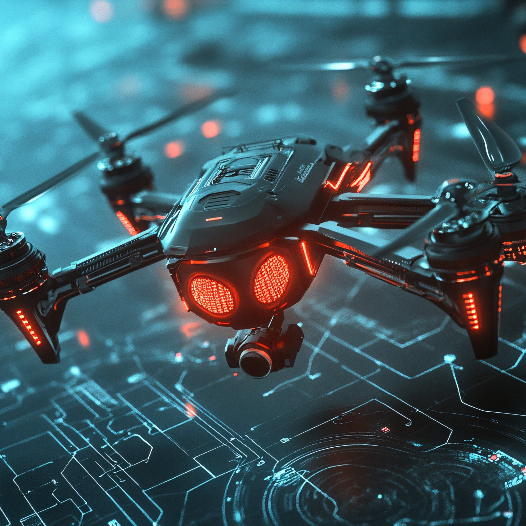 Modern quadcopter with backlight - Wallpapers for Samsung/Xiaomi in 2000x2000 resolution