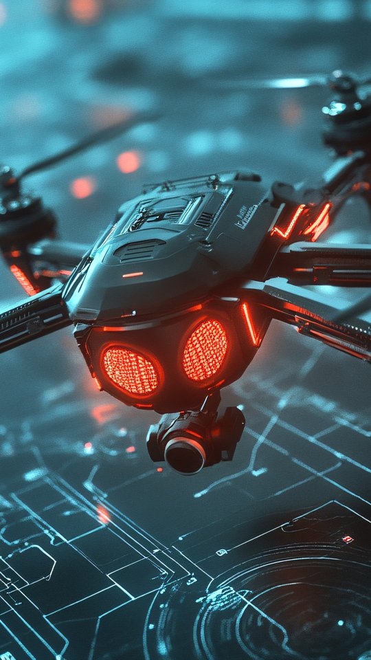 Modern quadcopter with backlight - Wallpapers for Samsung, HTC, Sony in 540x960 resolution
