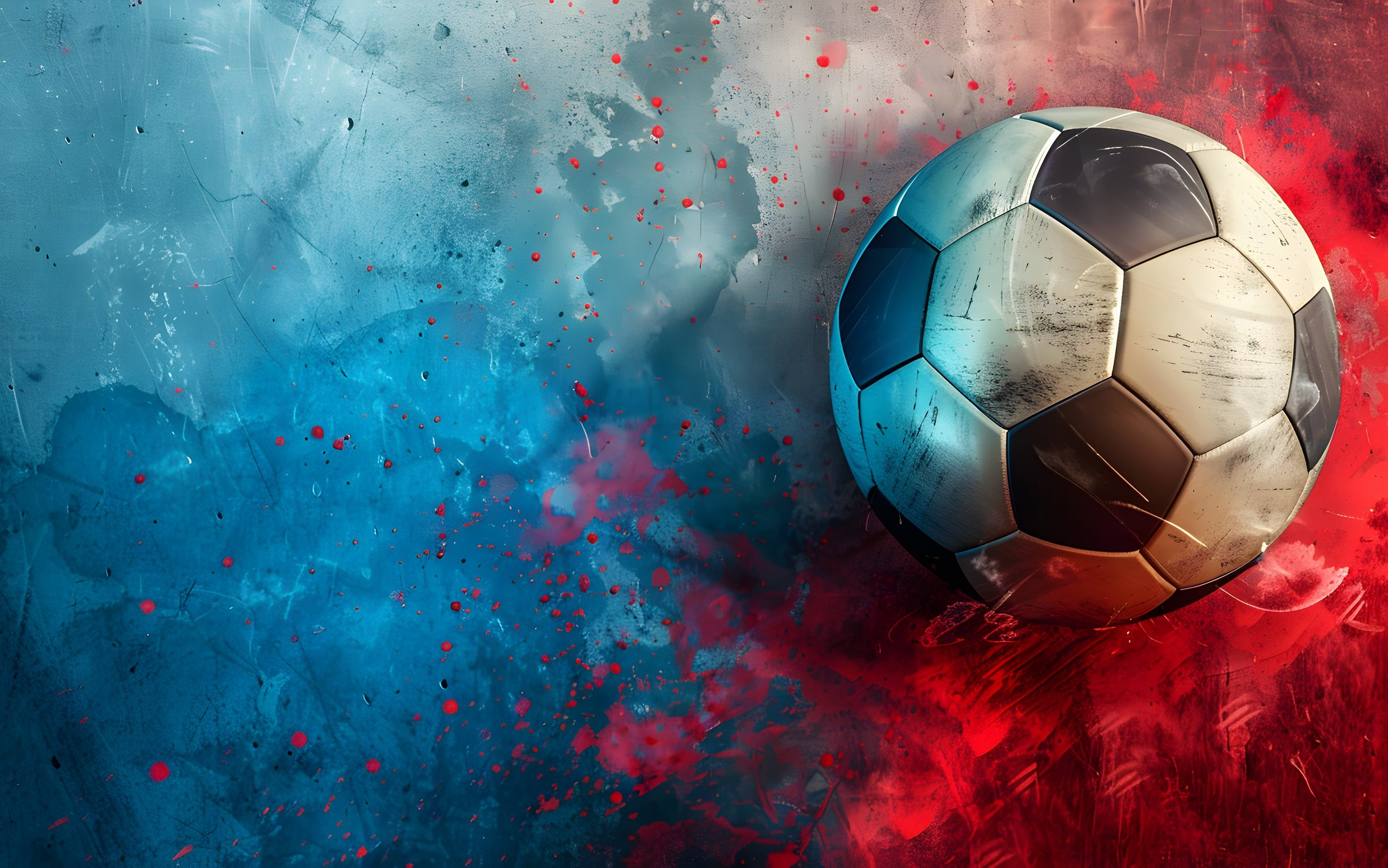 Soccer ball bursting paint splash - Wallpapers for MacBook Neo in 2408x1506 resolution