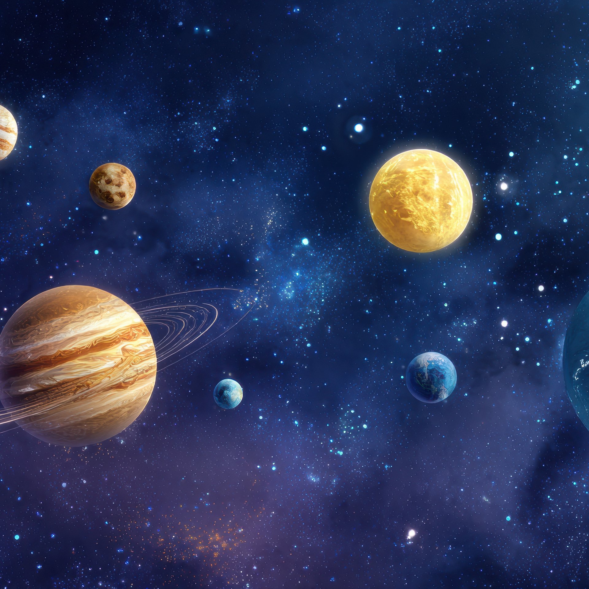 The solar system with all 8 planets - Wallpapers for Samsung Galaxy Tab in 1920x1920 resolution