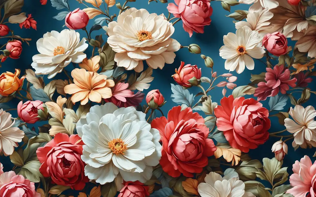Vintage floral illustration with roses — desktop and phone wallpaper, free download