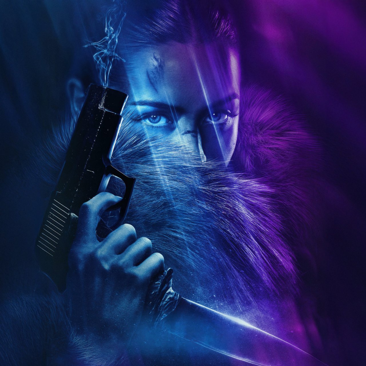 Ana de Armas with a gun - Wallpapers for Lenovo, Huawei in 1280x1280 resolution