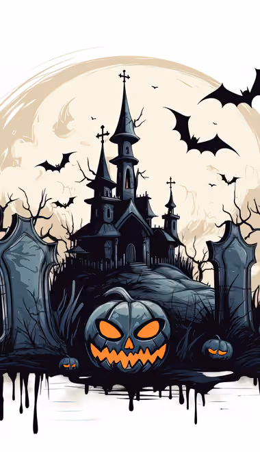 Ghost Wallpapers for iPhone 5/5S/5C/SE (640x1136): Halloween, moon, jack-o-lantern, bat