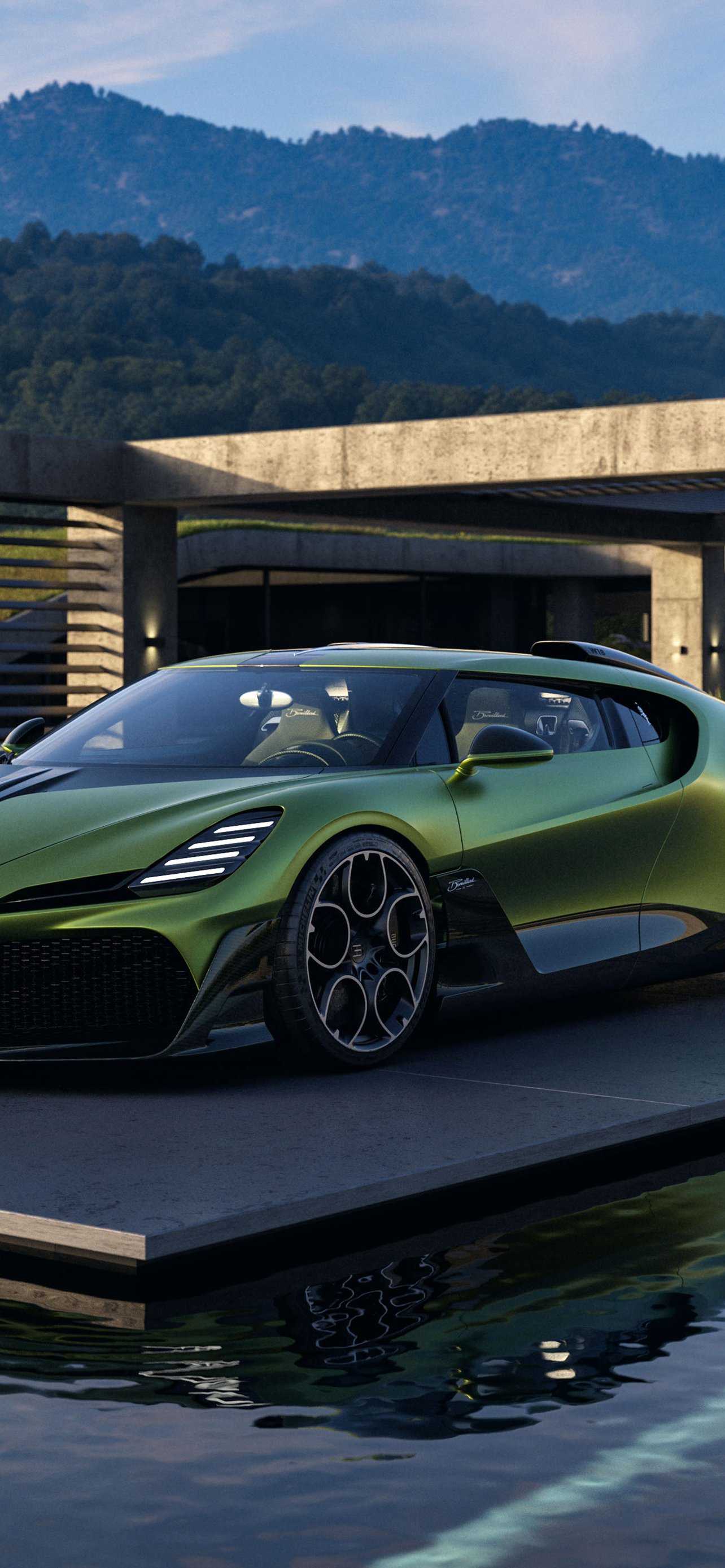 Bugatti Brouillard supercar in front - Wallpapers for iPhone 13 Pro Max/12 Pro Max/14 Plus in 1284x2778 resolution