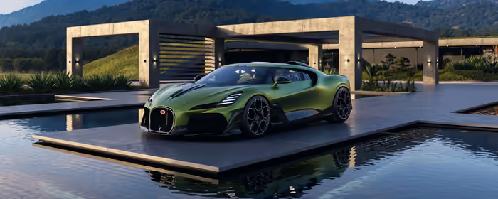 UltraWide 21:9 Bugatti Brouillard wallpapers (2560x1080): Bugatti Brouillard, supercar, house, luxury