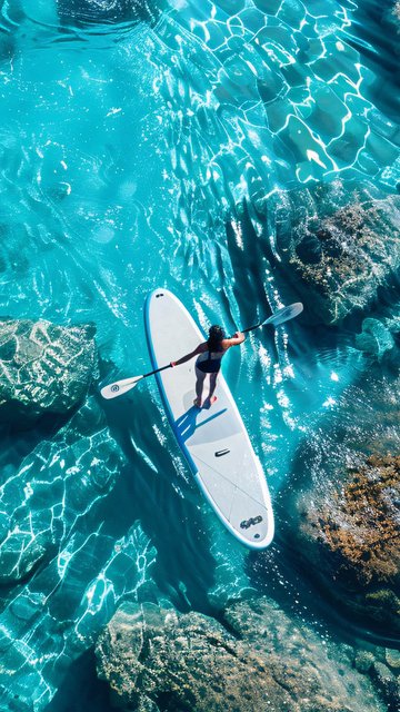 Sapboard on clear turquoise water - Wallpapers for Nokia, Samsung in 360x640 resolution
