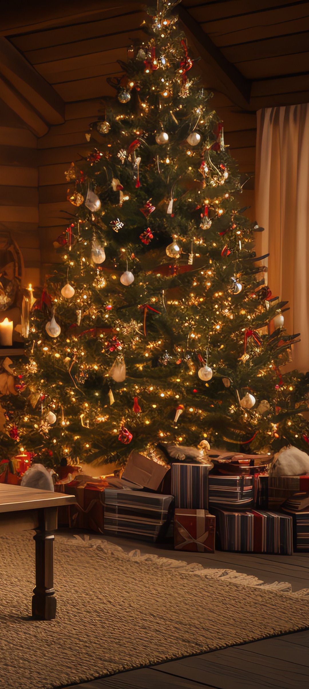Christmas interior with fireplace - Wallpapers for Samsung Galaxy A13/A14/A53, Realme 12 Pro 5G, POCO M5 in 1080x2408 resolution