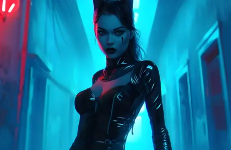 UXGA alley wallpapers (1600x1200): Catwoman, girl, brunette, cat ears