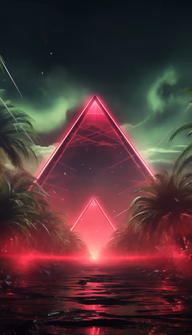 Illustrations wallpapers: pyramid, jungles, neon, palms