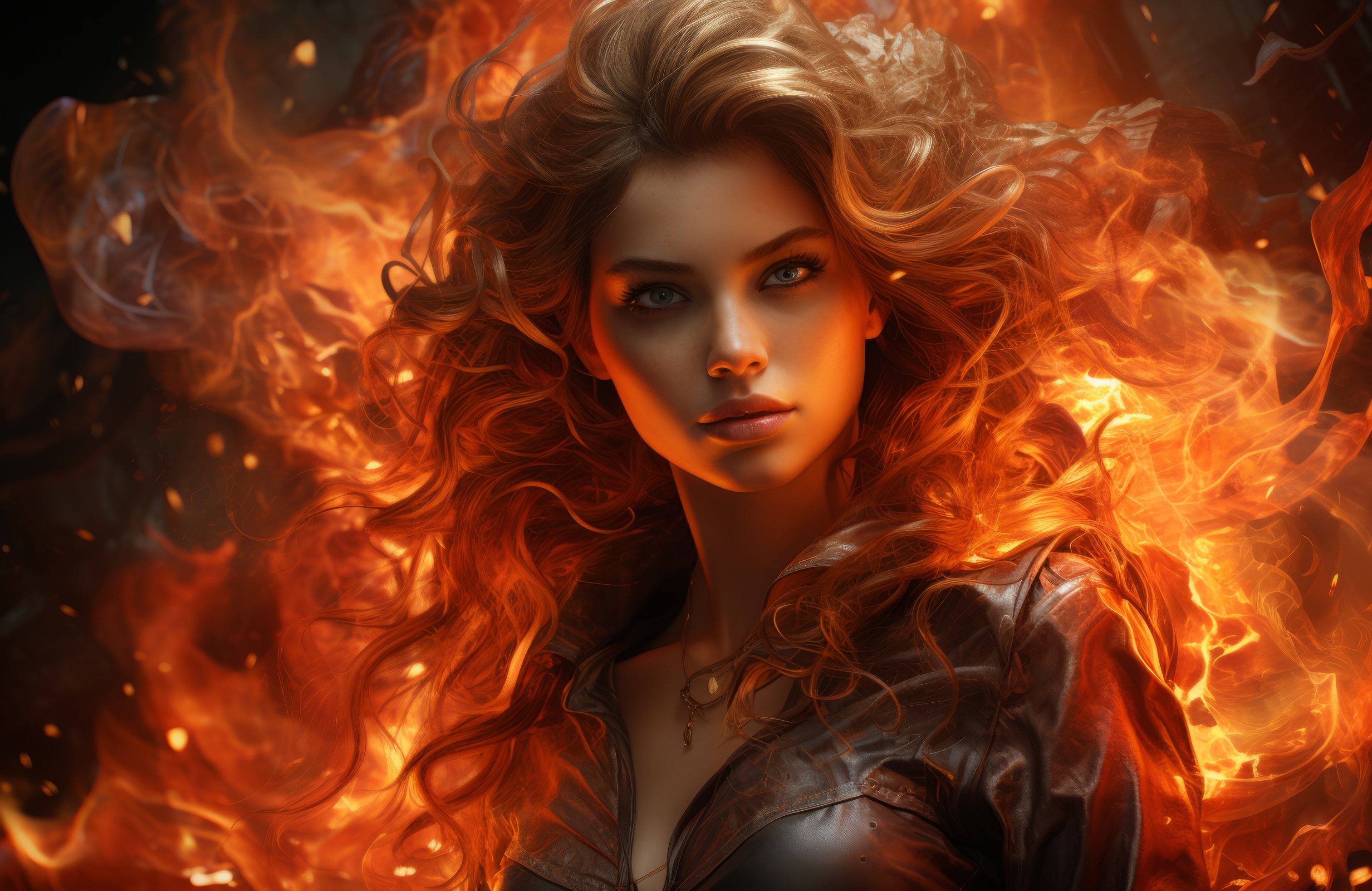 Fiery woman - Wallpapers for Apple MacBook 14.2″ in 3024x1964 resolution