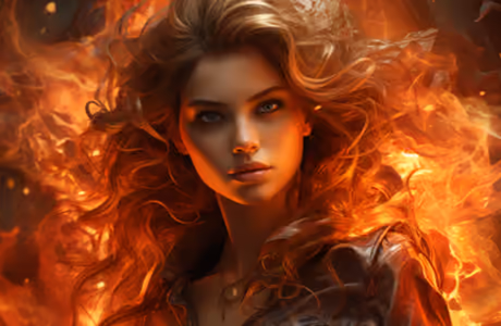 Fantasy wallpapers: woman, blonde, makeup, fire