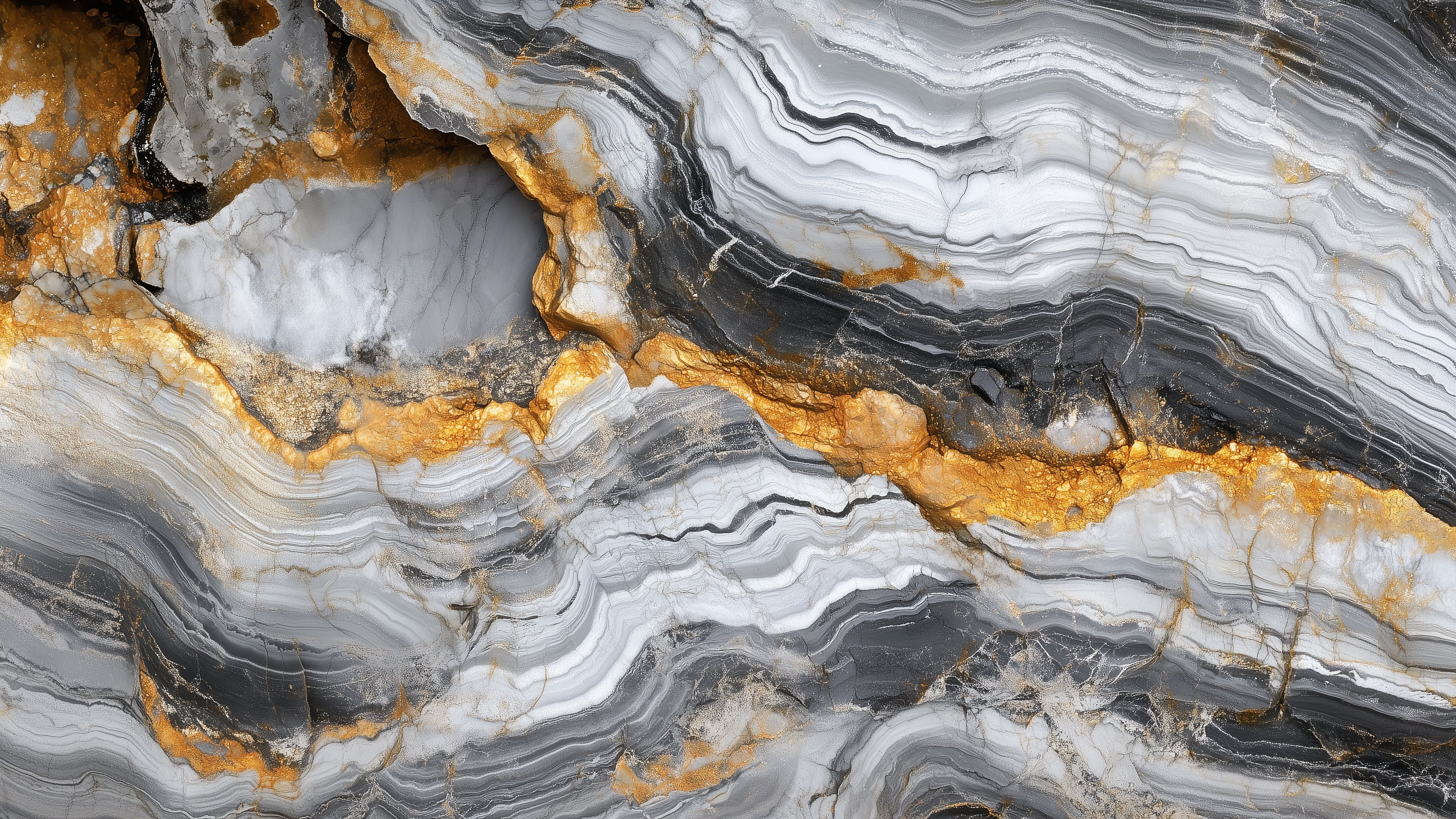 Grey marble with gold - 5K wallpapers in 5120x2880 resolution