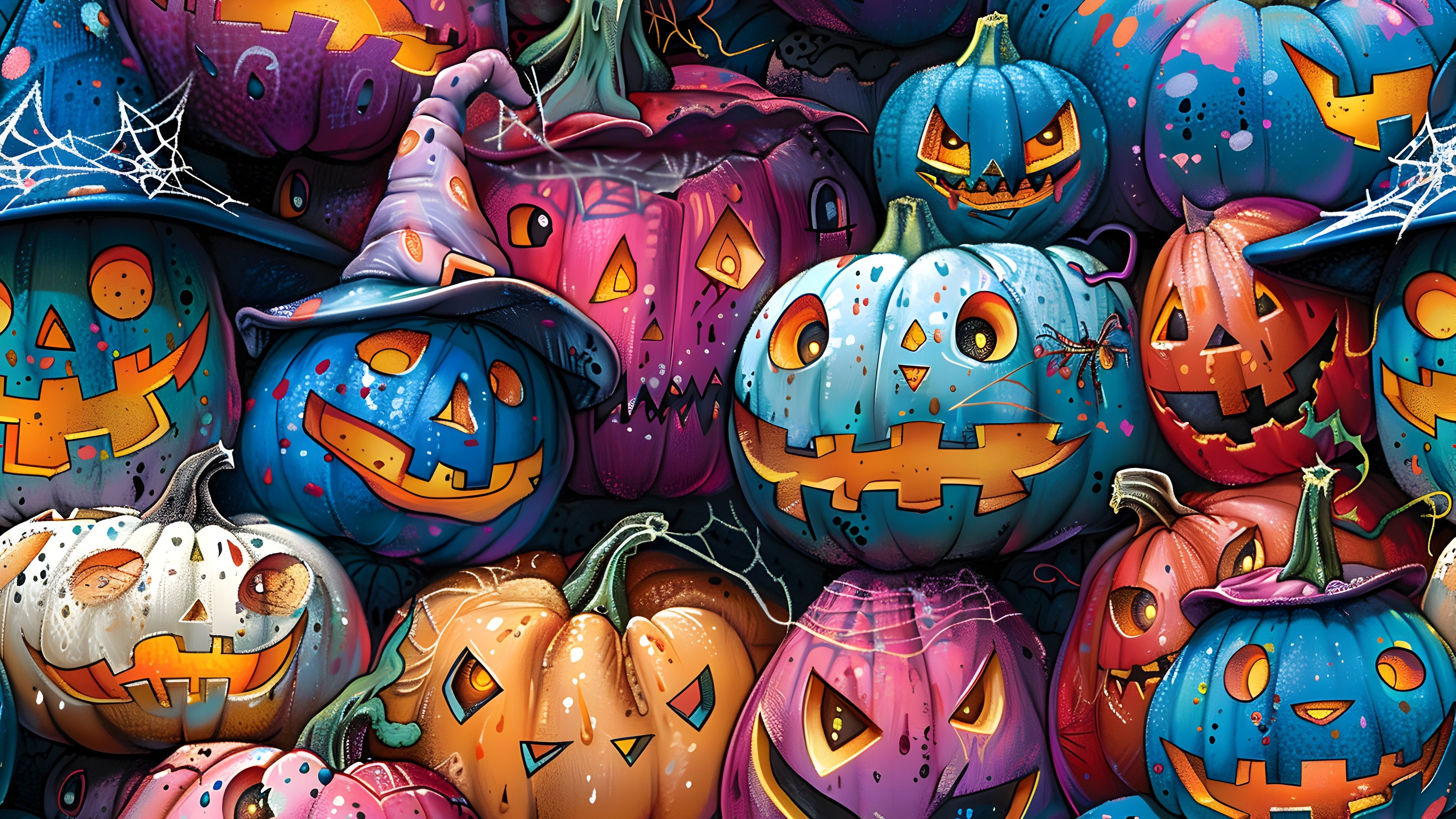 Colorful Halloween pumpkins - 4K UHD wallpapers (3840x2160)