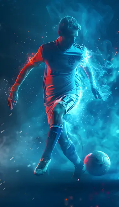 running Wallpapers for iPhone 5/5S/5C/SE (640x1136): football player, player, ball, fire