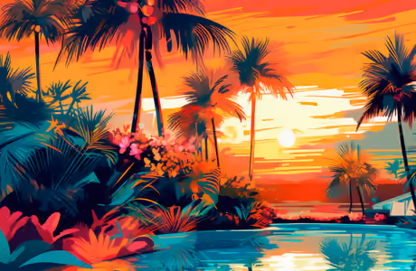 WQXGA and for Apple MacBook Air 13 wallpapers (2560x1600): tropics, palms, pool, sunset