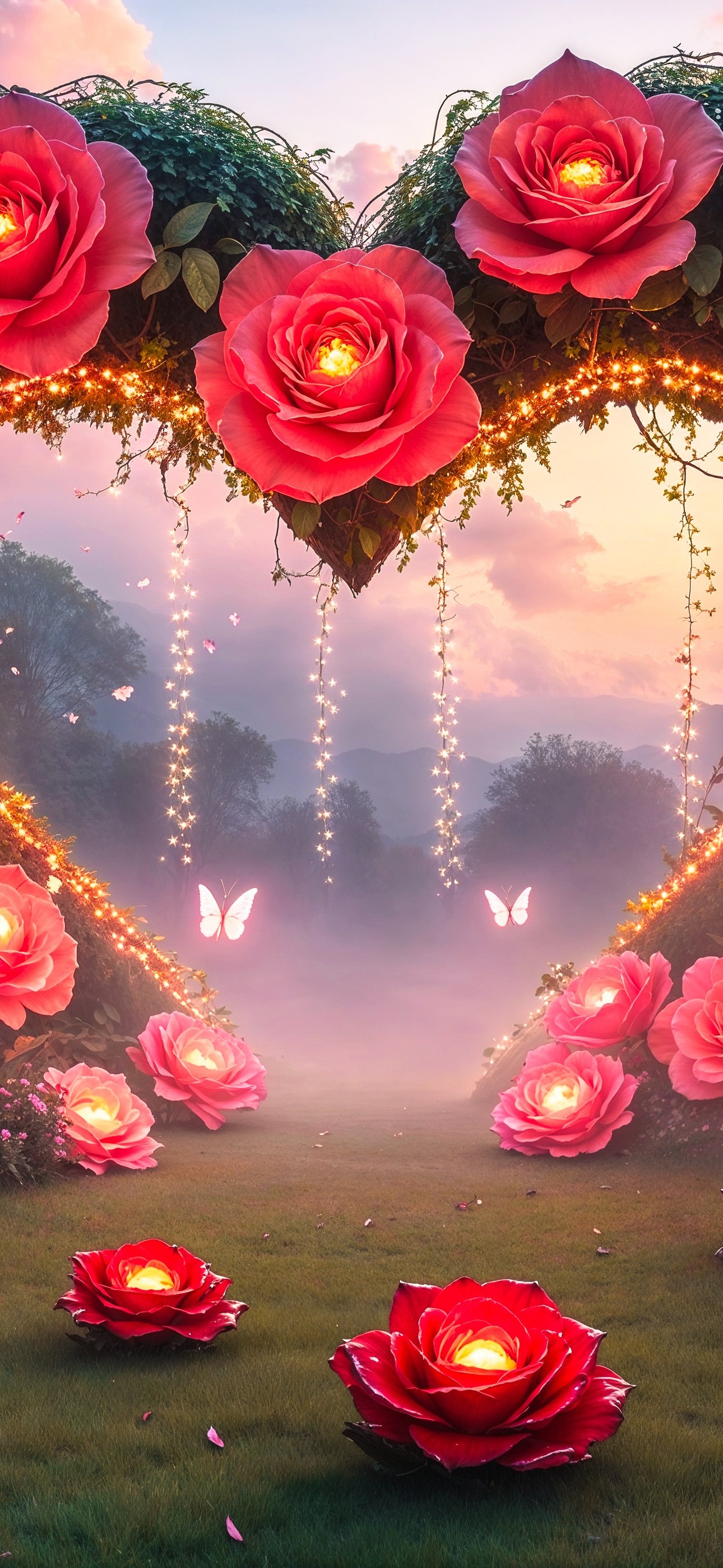Heart-shaped rose arch - Wallpapers for iPhone 15 Pro Max/14 Pro Max in 1290x2796 resolution