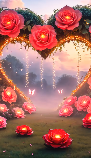 Arch Wallpapers for Honor/Huawei (1080x2376): Valentine's Day, arch, roses, heart