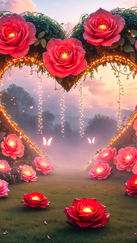 Heart-shaped rose arch - Wallpapers for Samsung, HTC, Sony in 540x960 resolution