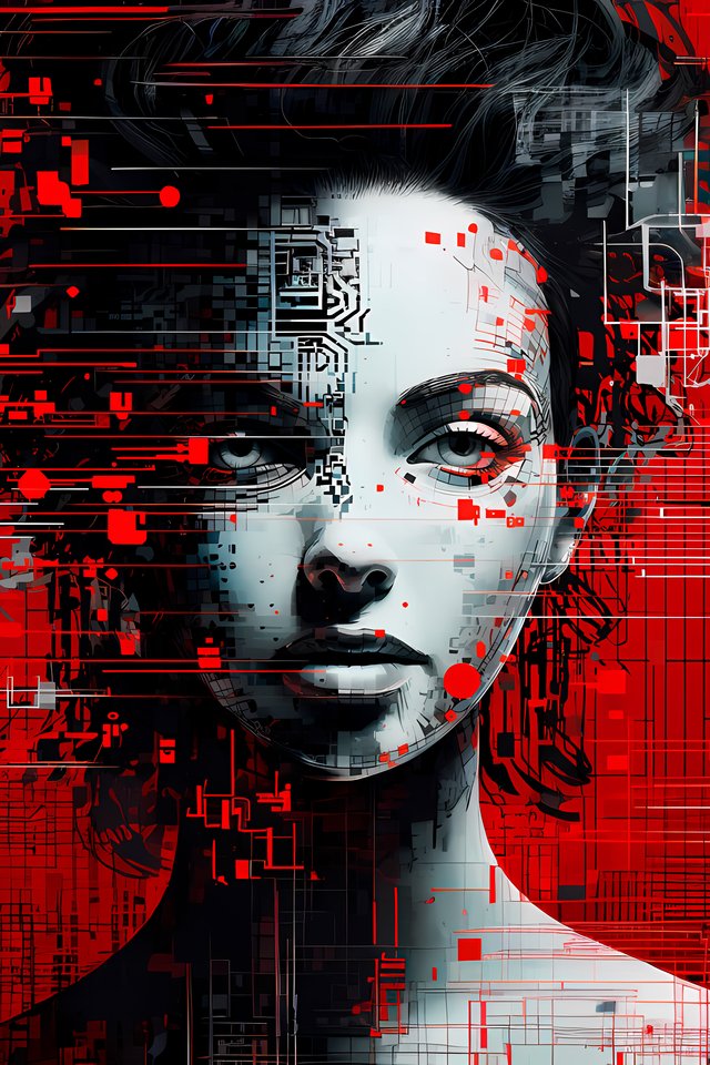 Глитч-арт с девушкой - Обои для iPhone 4/4S в разрешении 640x960