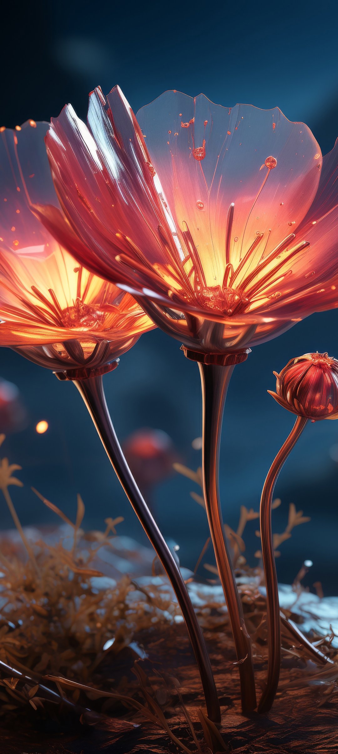Glowing flowers in moonlight - Wallpapers for Samsung Galaxy A13/A14/A53, Realme 12 Pro 5G, POCO M5 in 1080x2408 resolution