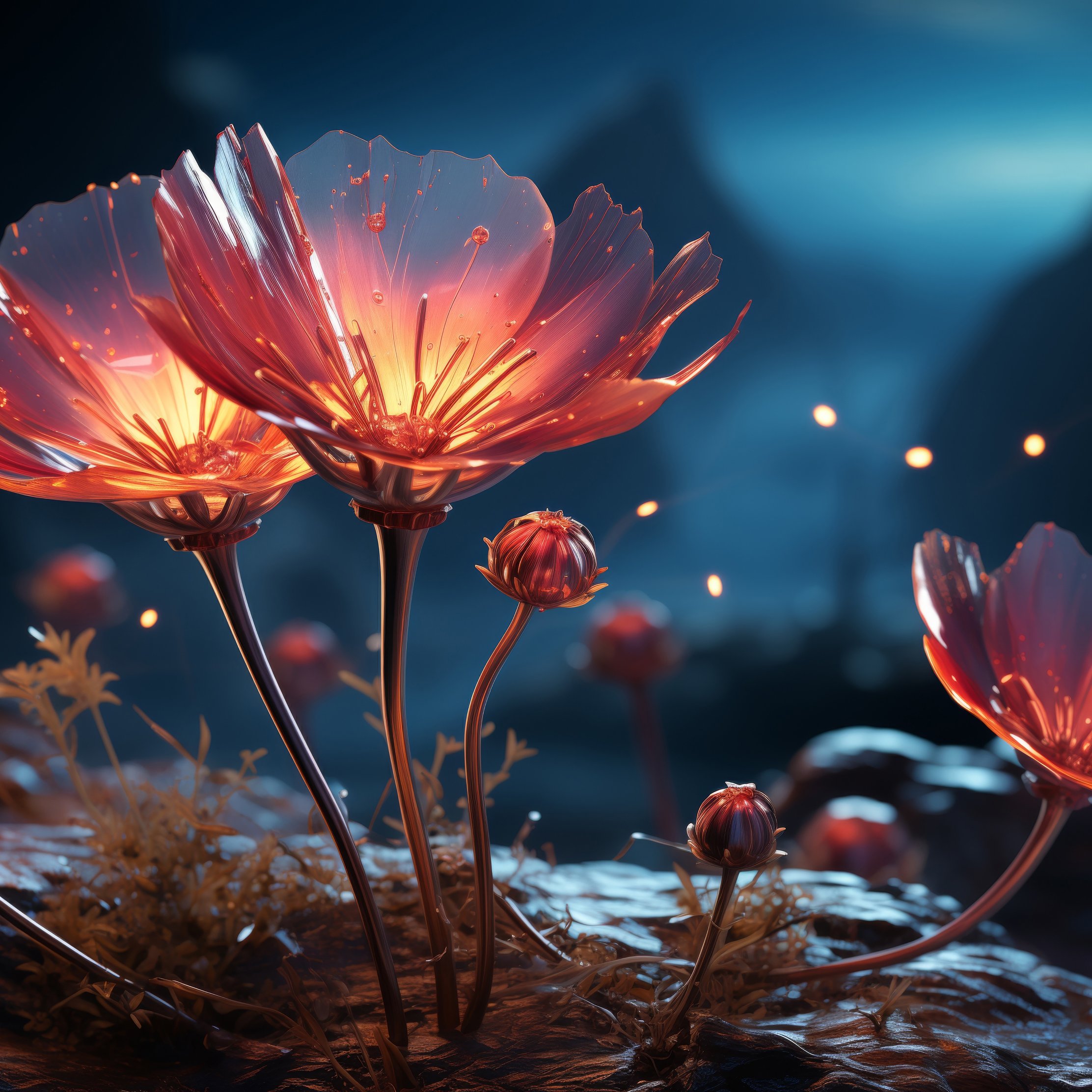 Glowing flowers in moonlight - Wallpapers for iPad Pro 10.5″ in 2224x2224 resolution