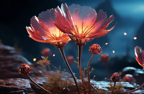 Nature wallpapers: flowers, petals, night, rock