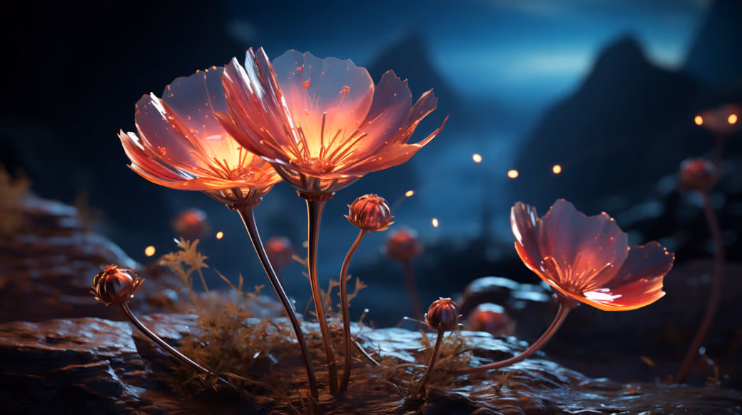 Glowing flowers in moonlight - Wallpapers for HTC/BlackBerry in 480x640 resolution