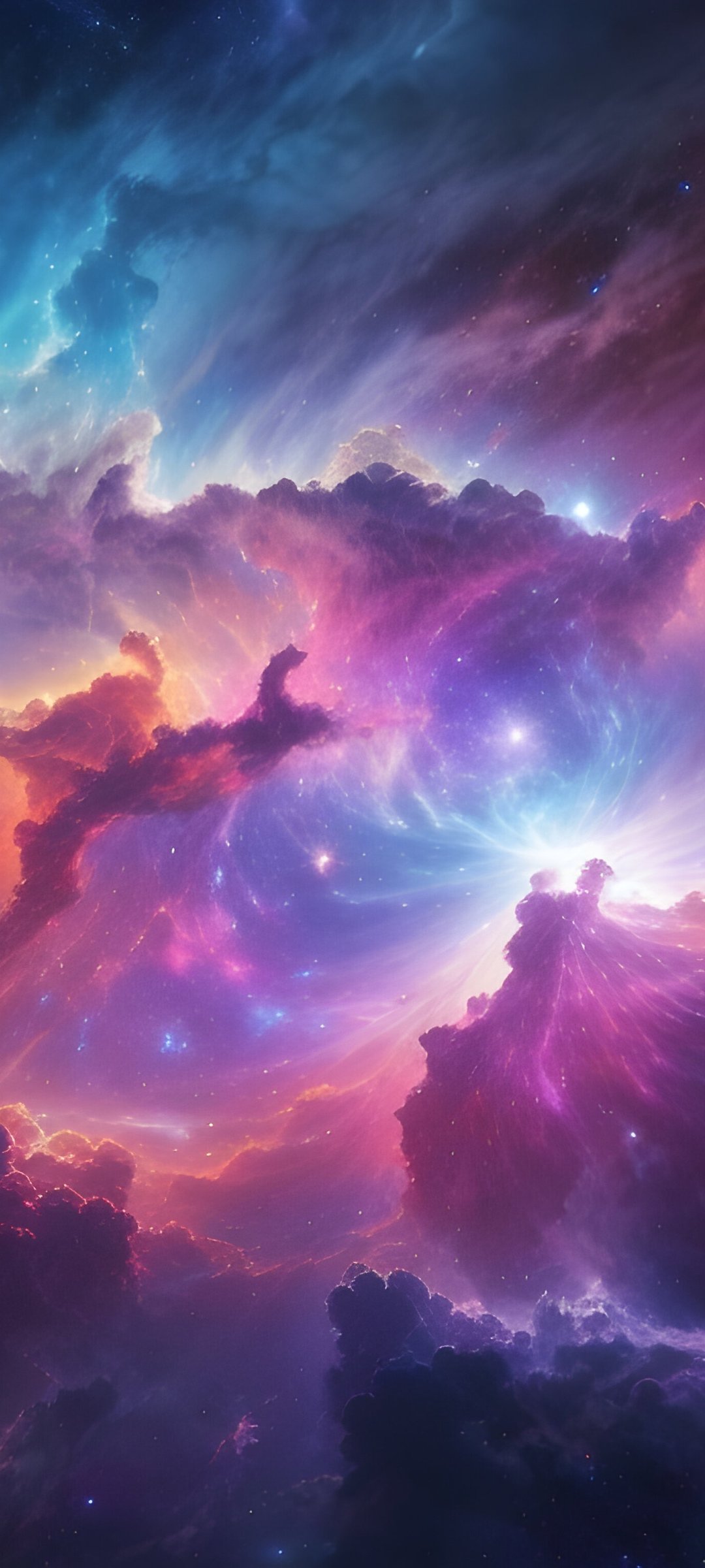 Pink and blue nebula in space - Wallpapers for Samsung Galaxy M55, POCO M4/X4/X5, Xiaomi Redmi 12/13/Note 13/Note 14/Note 14S in 1080x2400 resolution