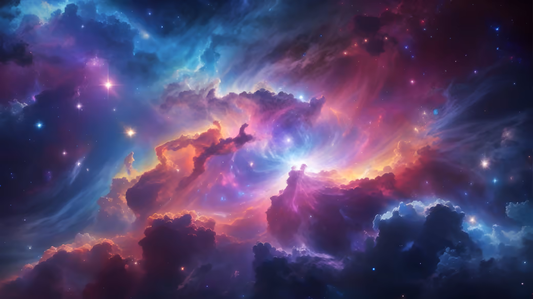 Pink and blue nebula in space — desktop and phone wallpaper, free download